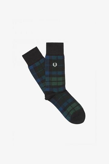 Skarpety Fred Perry Black Watch Tartan Męskie Ciemny Zielone | PL 1163VRWD